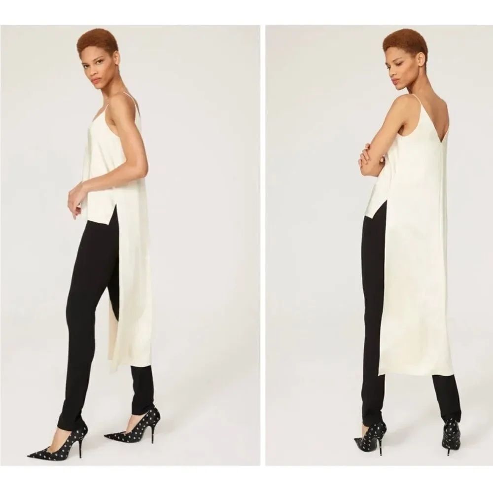 OBANDO COLLECTIVE | Satin Cream V-neck High Low Tank Top Women’s Size 2